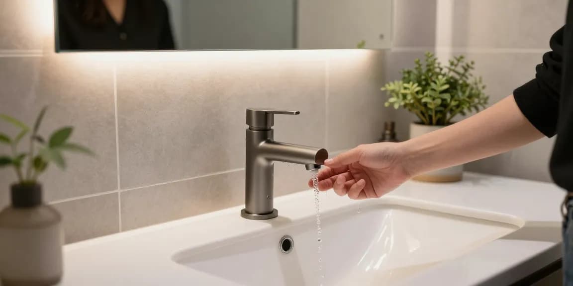 Premium gunmetal badkamerkraan in moderne badkamer met stijlvolle afwerking en luxe uitstraling.