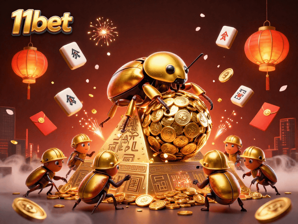 Experience the thrilling excitement of 11bet through this vibrant 3D casino illustration.