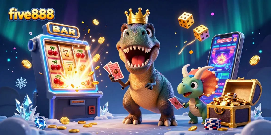 Engage in thrilling gameplay at five888 with vibrant casino characters and exciting gaming elements.