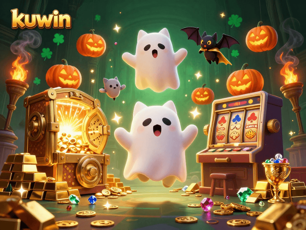 Experience thrilling gaming at kuwin with ghostly characters in a haunted casino.