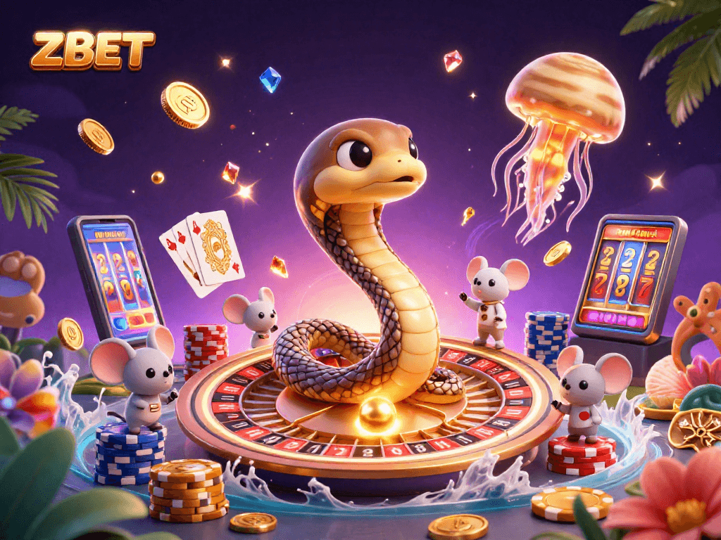 Experience thrilling gameplay at ZBET with vibrant casino elements and engaging characters.