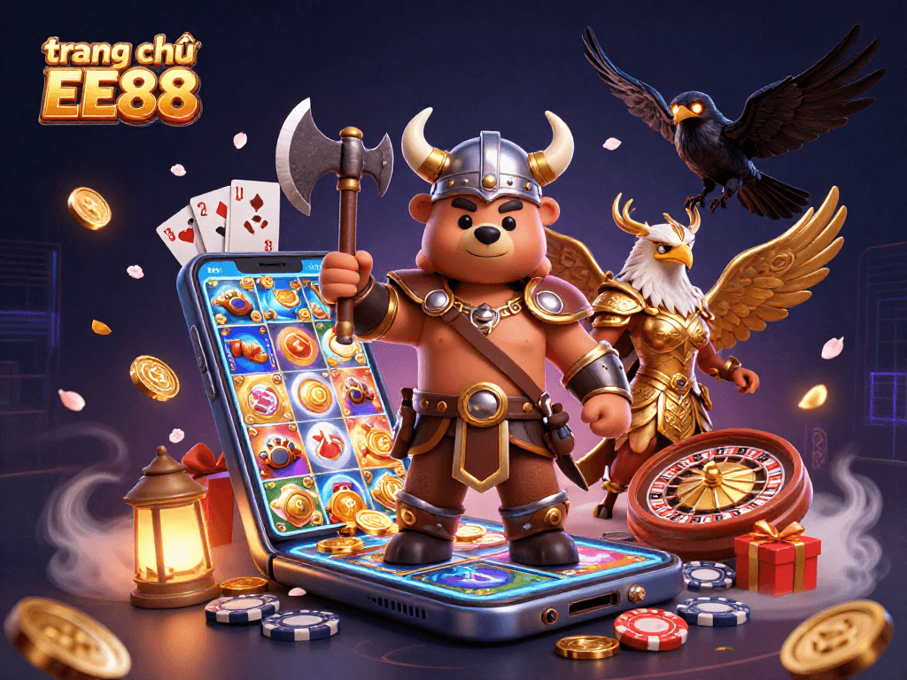 Engage with the vibrant gaming world of trang chủ EE88 featuring an action-packed casino scene.
