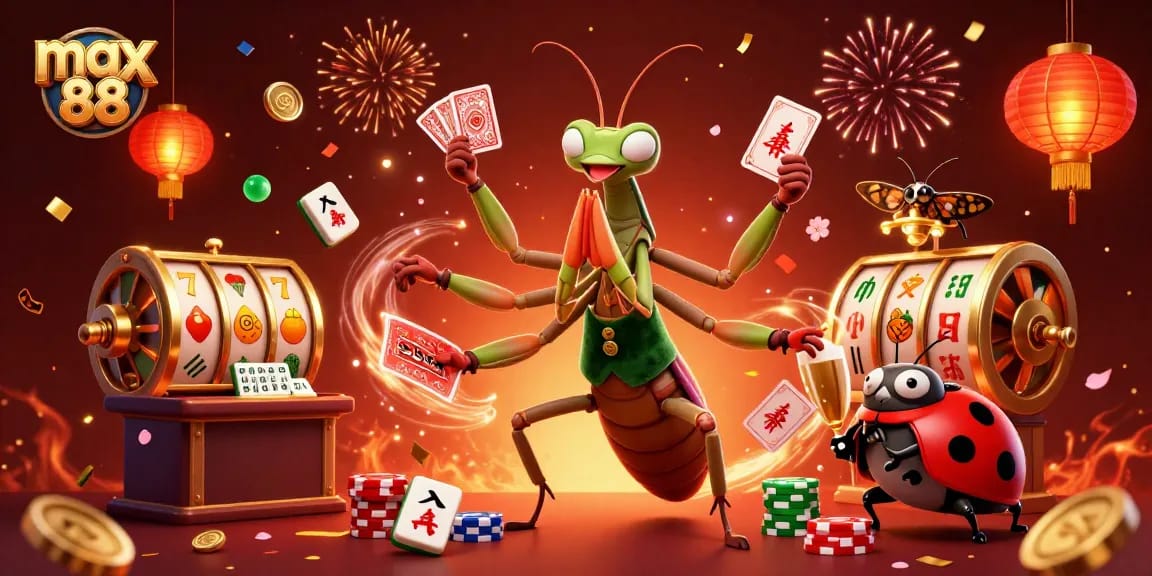 Experience thrilling gameplay at max 88 casino with exciting slot reels, vibrant golden jackpots, and animated 3D characters.