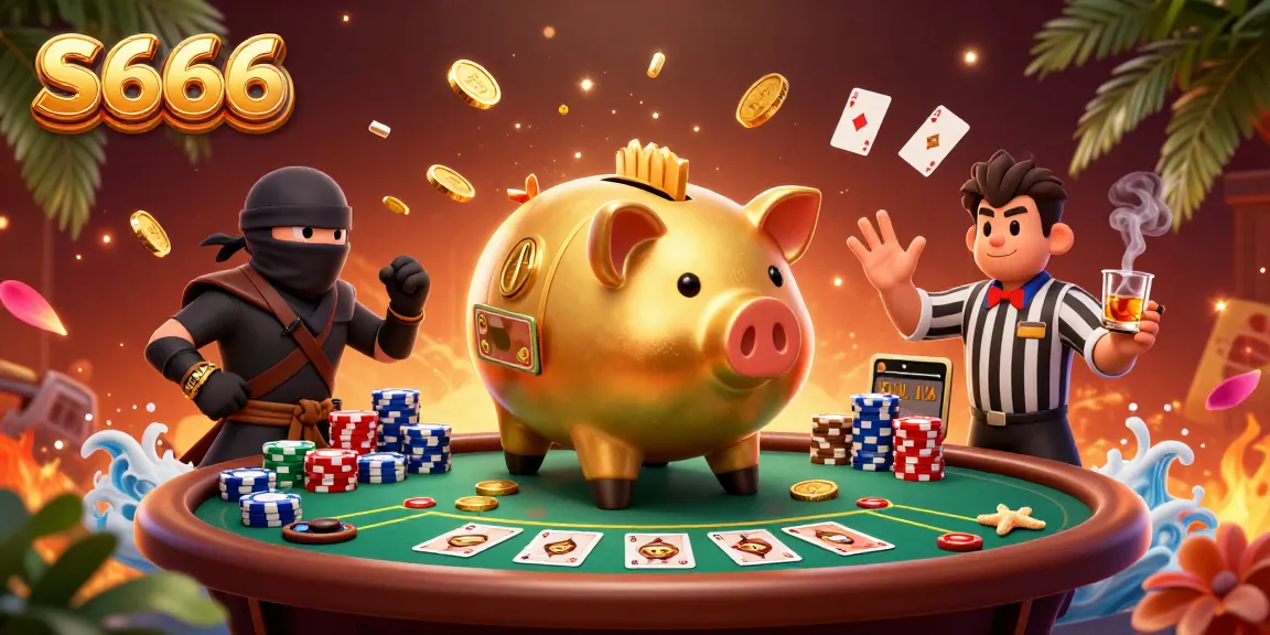 S666 showcases a vibrant casino scene with characters gambling, embodying excitement and winning opportunities.