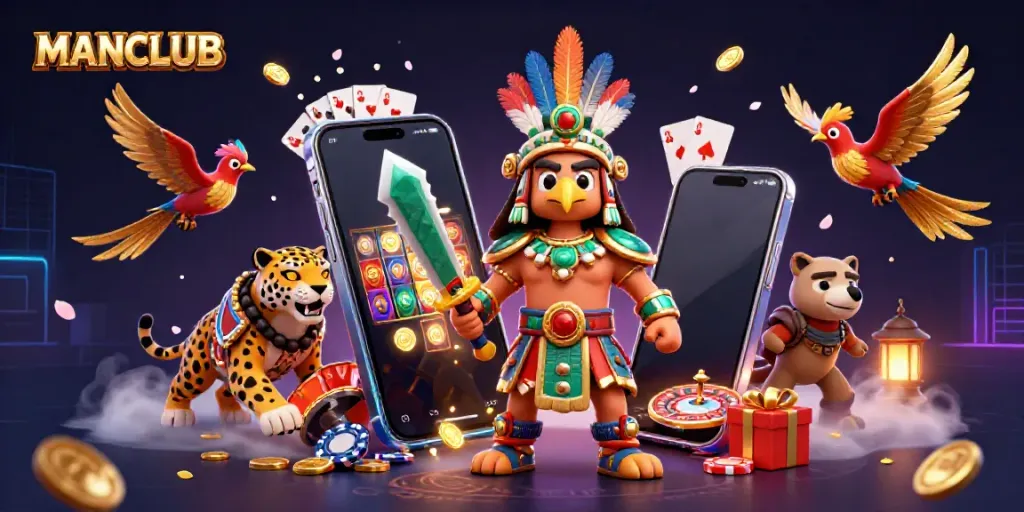 Engage with MANCLUB's thrilling casino adventures featuring dynamic characters and vibrant gaming elements.