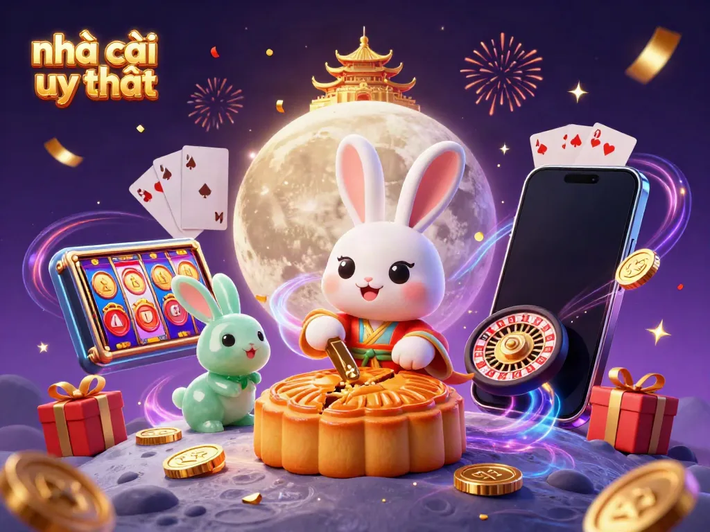 Experience the thrill of nhà cái uy tín illuminated by festive casino lights and dynamic characters.