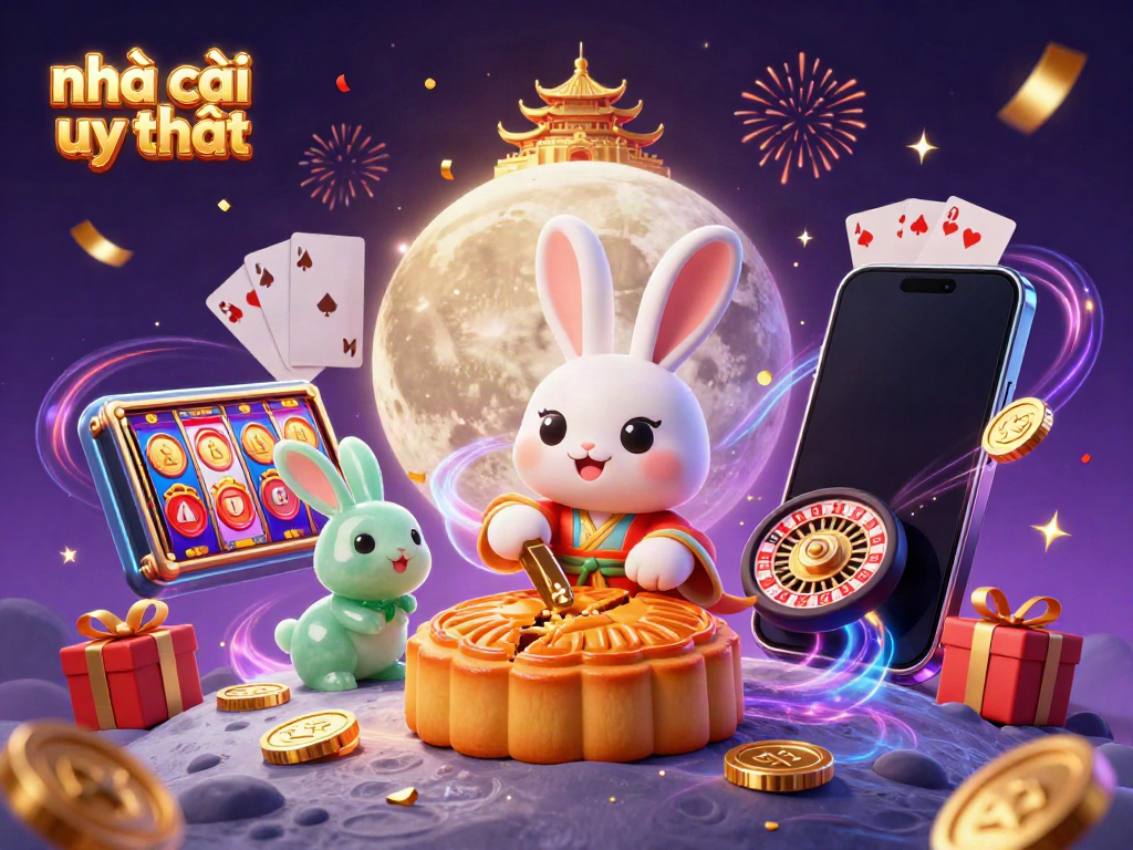Experience the thrill of nhà cái uy tín illuminated by festive casino lights and dynamic characters.