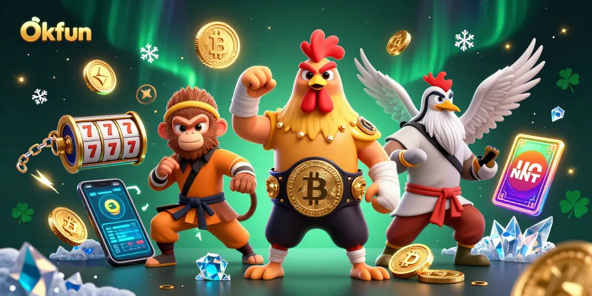 Engage in thrilling casino action with Okfun, featuring martial artists and crypto elements.