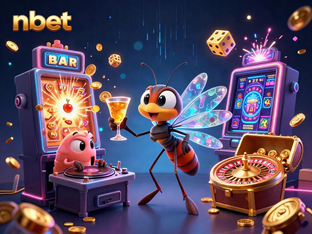 Experience excitement with nbet's 3D casino characters in a vibrant gaming atmosphere.