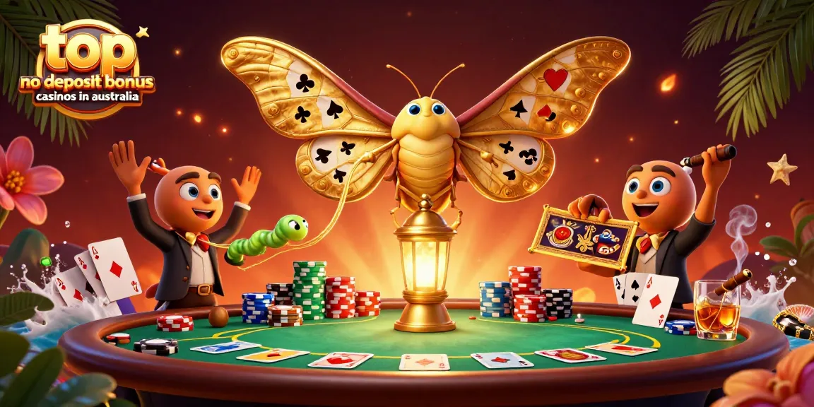 Experience the thrill of top no deposit bonus casinos in australia with vibrant casino-themed illustration.