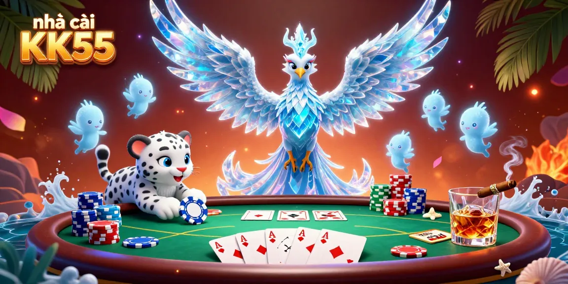 Experience excitement at nhà cái KK55 with vibrant poker scenes and dynamic characters.