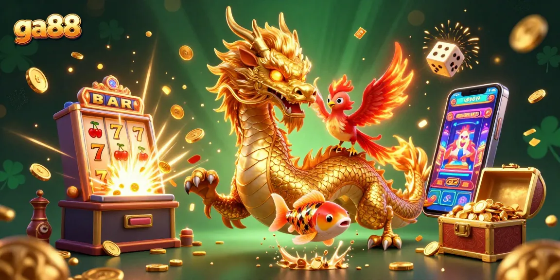 Experience exciting wins with ga88 through dynamic gambling action featuring a golden dragon.