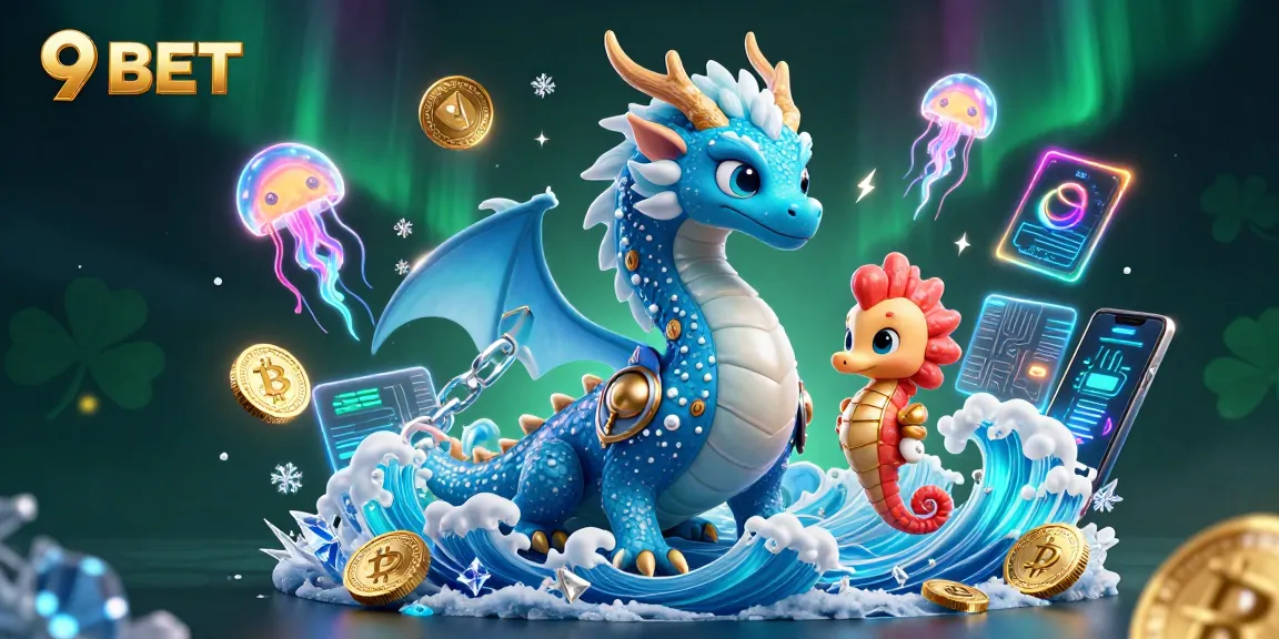 Engage in exciting gameplay with 9BET featuring vibrant characters and colorful elements in a captivating digital illustration.