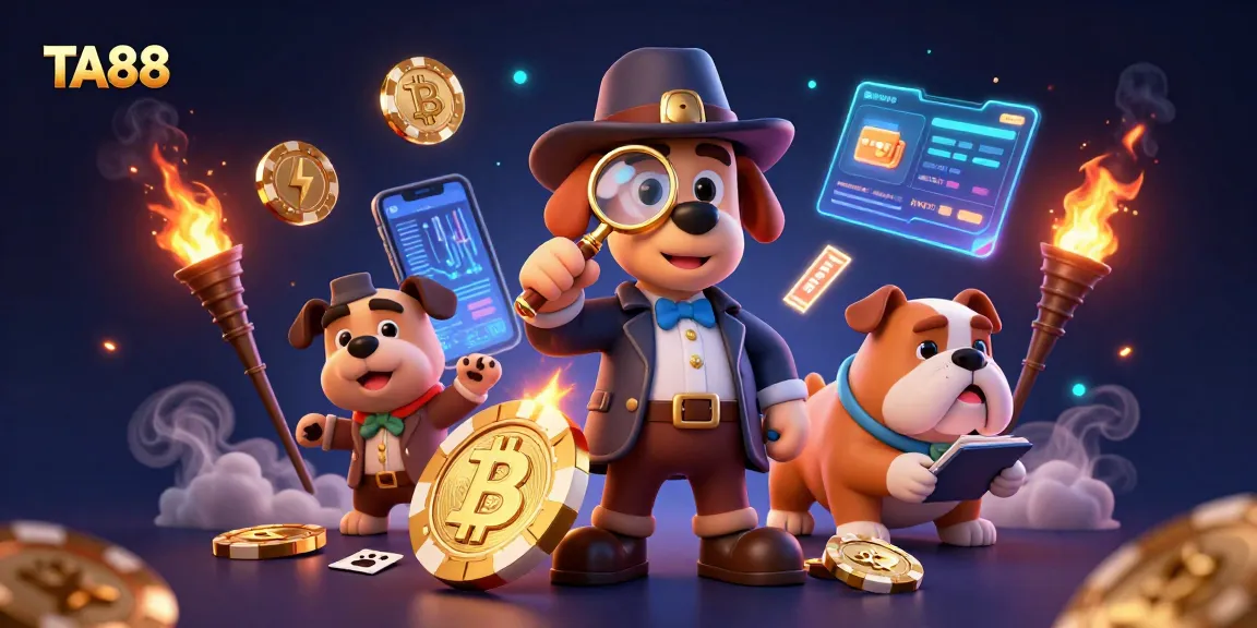 Engage with TA88's thrilling casino adventure, guiding a cartoon detective and bulldog through clues.