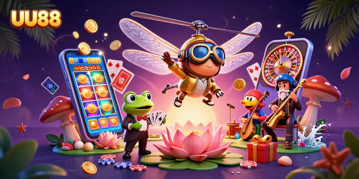 Experience the excitement of gaming at UU88 with a vibrant casino atmosphere and engaging characters.