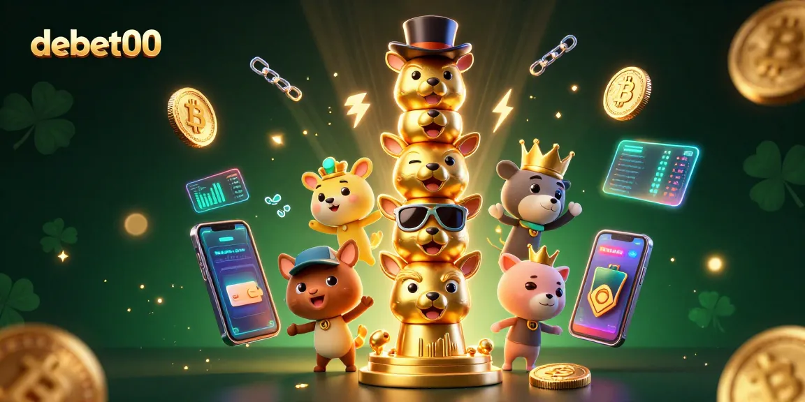 Engage with debet00's vibrant casino atmosphere featuring golden totem and crypto elements.