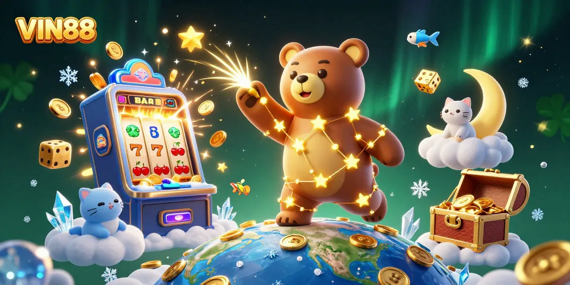 Experience thrilling slots at VIN88 with golden stars and jackpot excitement.
