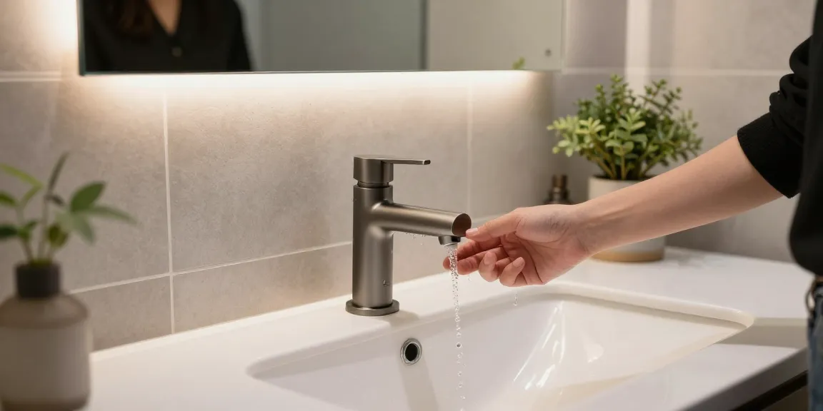 Premium gunmetal badkamerkraan in moderne badkamer met stijlvolle afwerking en luxe uitstraling.