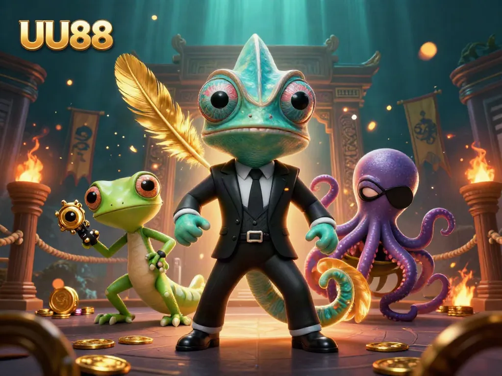 Experience thrilling gameplay at UU88 with vibrant characters and dynamic casino elements.