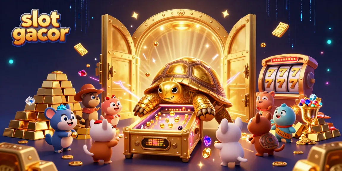 Engage with slot gacor gameplay in an exciting casino scene featuring joyful characters playing and winning.