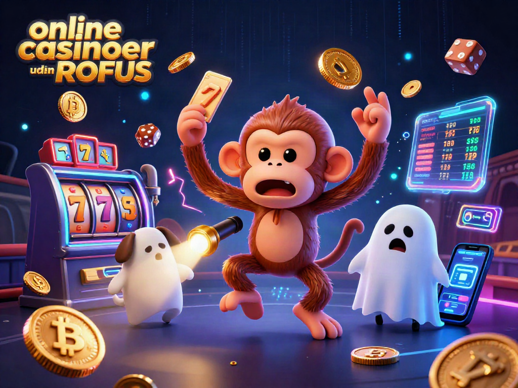 Engage in the vibrant scene of online casinoer uden ROFUS, featuring playful characters and dazzling game elements.