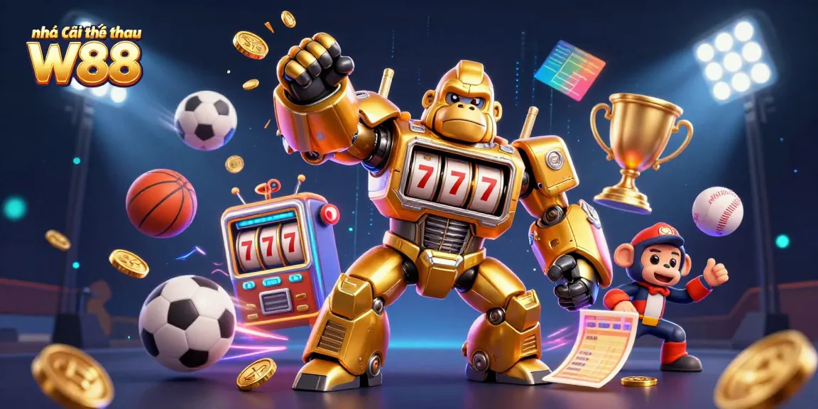Betting experience at Nhà cái thể thao W88 with dynamic sports elements and vibrant energy.
