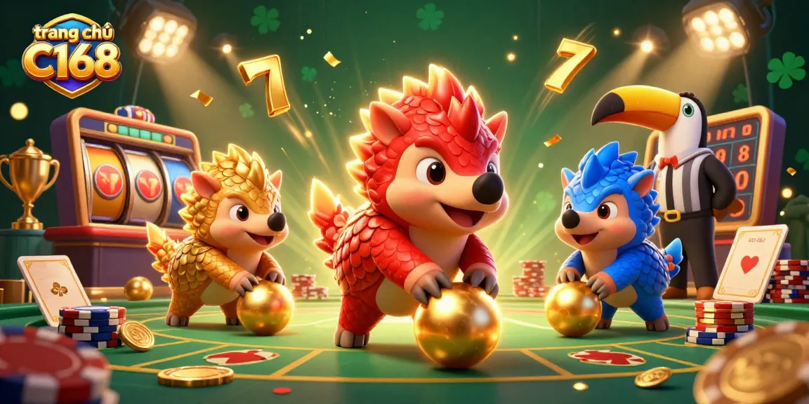 Engage with the vibrant scene at trang chủ C168 as pangolins compete in a thrilling casino game.
