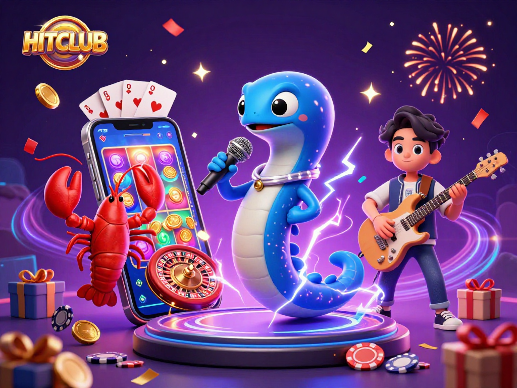 Experience the excitement at HITCLUB with colorful slot games, vibrant characters, and sparkling casino elements in a dynamic underwater setting.