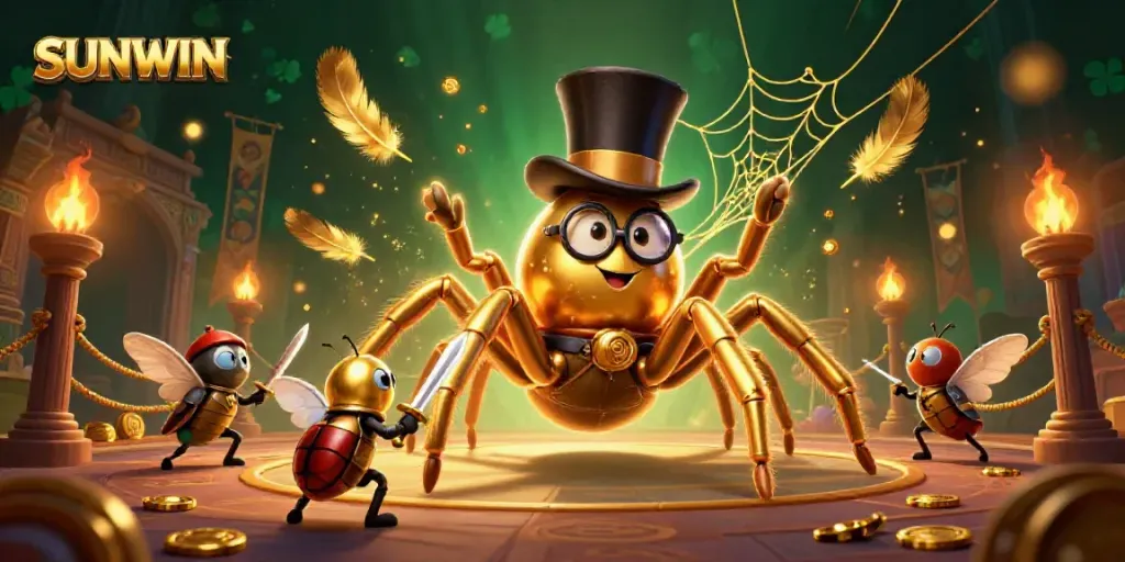 Experience SUNWIN's thrilling gaming adventure in this vibrant illustrated casino scene.