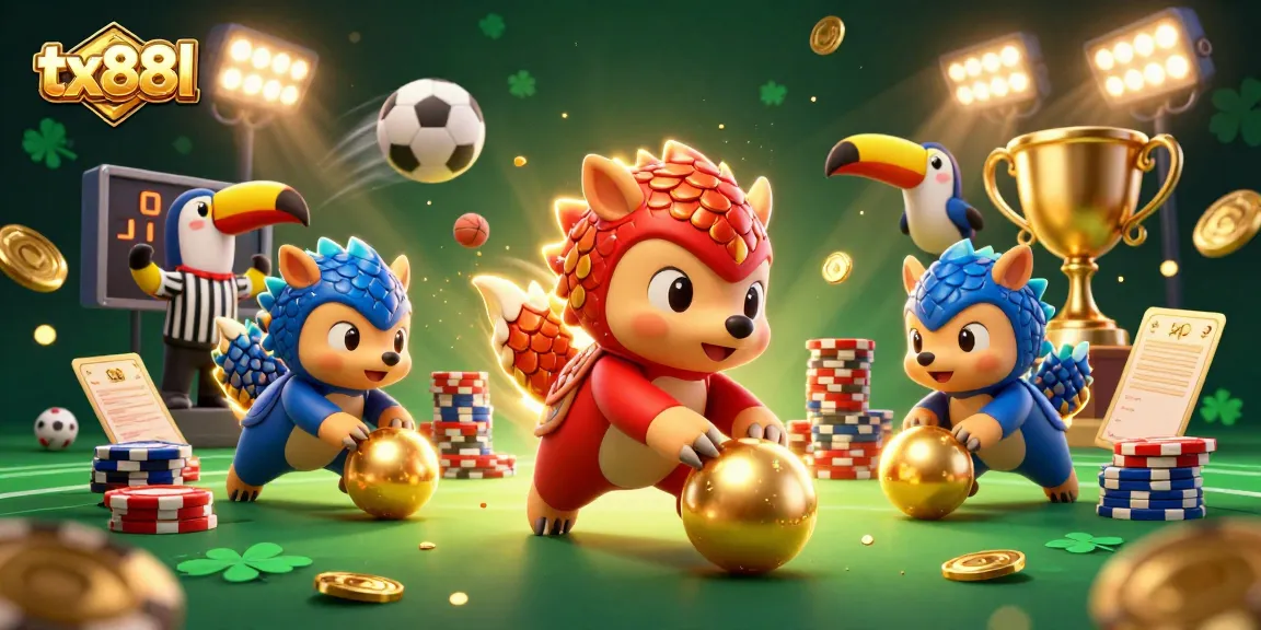 Betting action and excitement at tx88l illustrated with rival pangolins and vibrant casino elements.