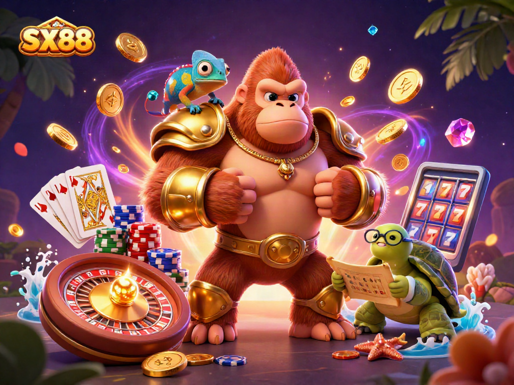SX88 captivates players with thrilling casino action in a vibrant, dynamic 3D illustration