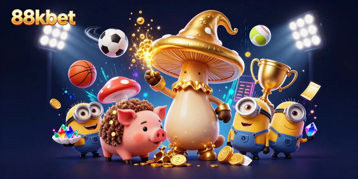 Experience thrilling moments at 88kbet with a vibrant scene of magical creatures and sports action.
