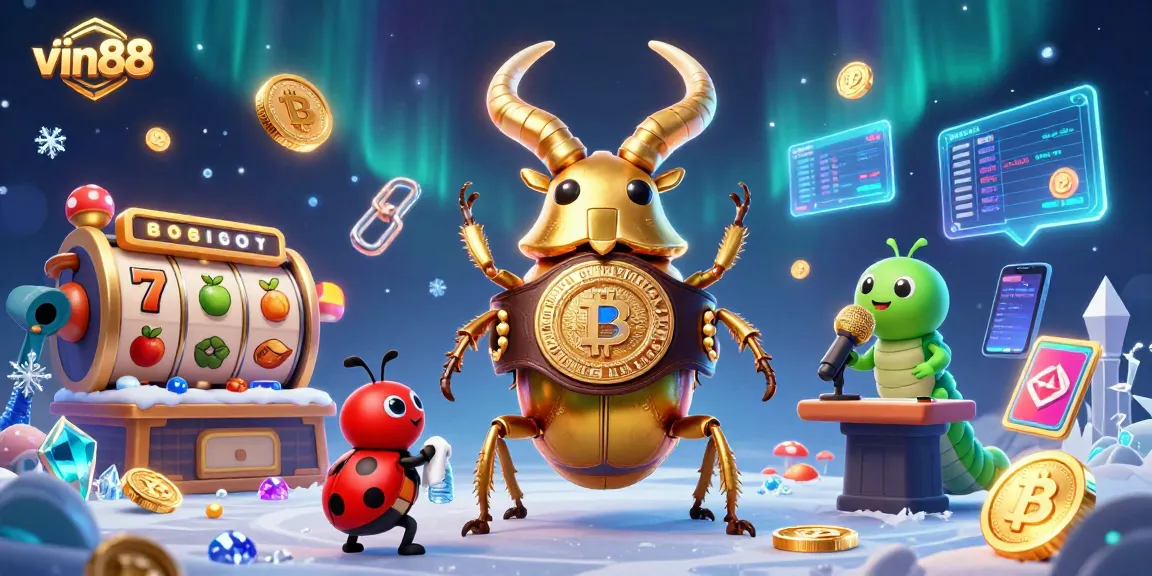 Experience lively action with vin88's unique casino gameplay featuring battling insects in a vibrant scene.