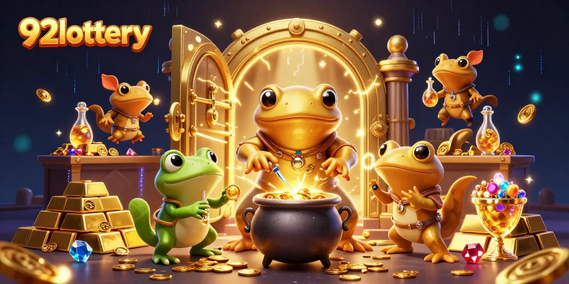 Experience the excitement of 92lottery with an alchemist creating gold coins in a vibrant casino scene.