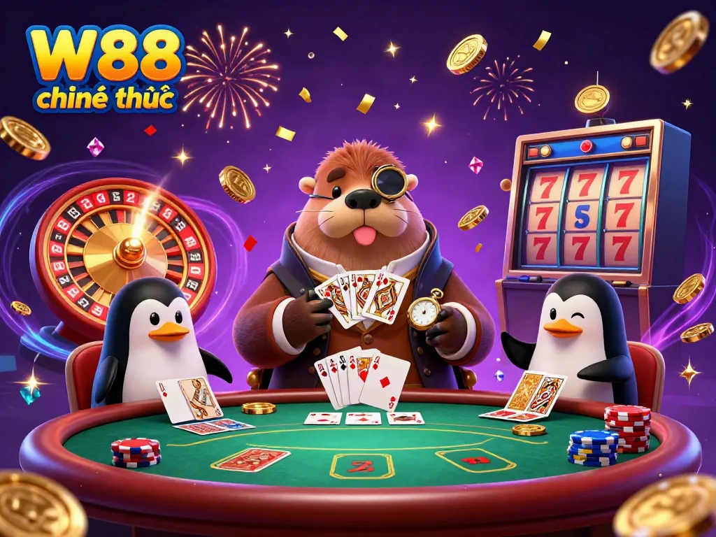 Experience thrilling underwater poker action with the W88 chính thức walrus, penguin dealer, and pufffish at play.