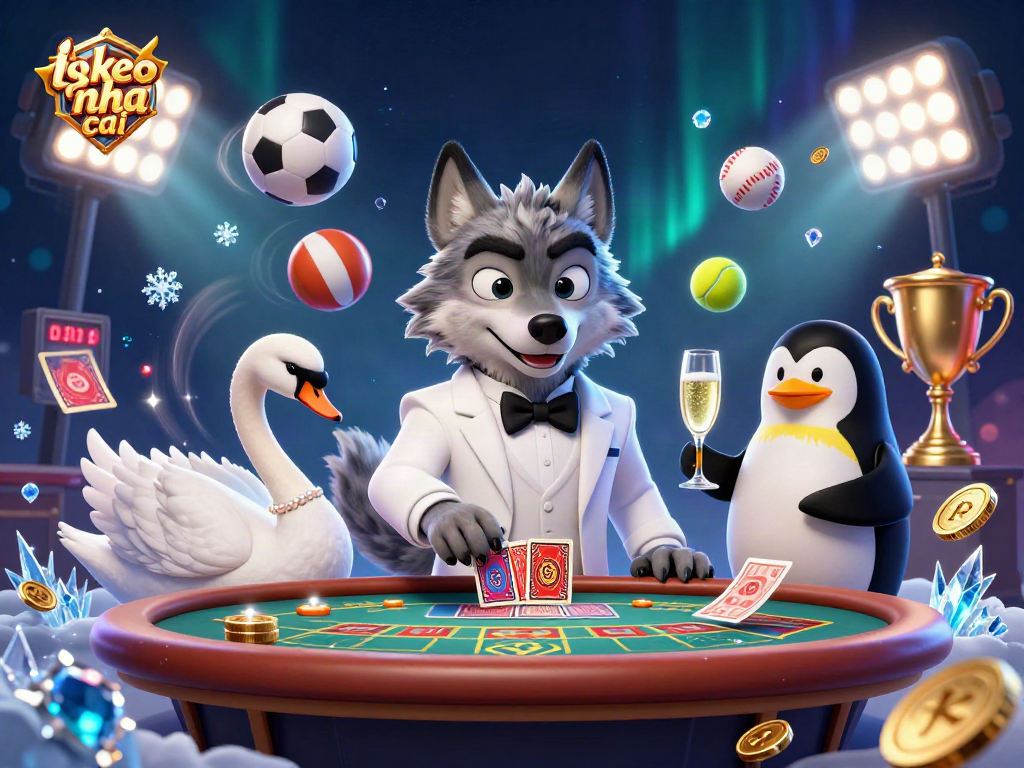 Experience thrilling sports betting with ty le keo nha cai as animated characters engage in lively gameplay.