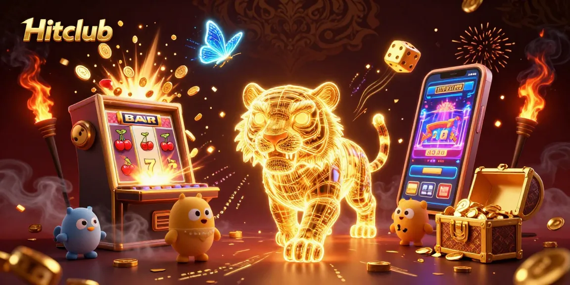 Hitclub showcases a vibrant scene where players spin the reels for a big win in an exciting digital casino.