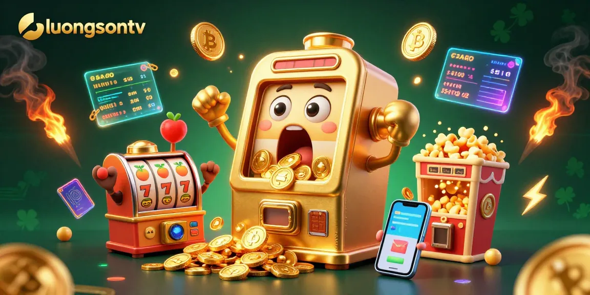 Celebrate winning moments on luongsontv with a cartoon slot machine hitting the jackpot!