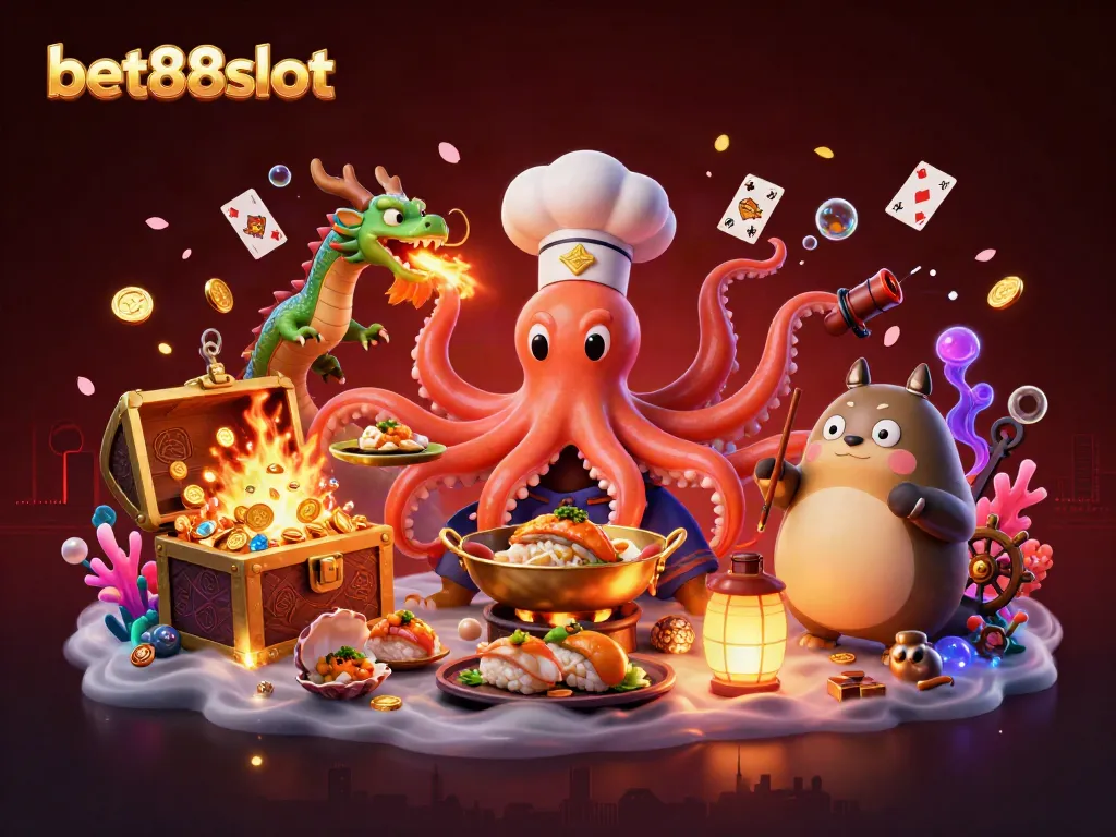 Experience the excitement of bet88slot in this vibrant 3D casino scene featuring dynamic characters and gaming elements.