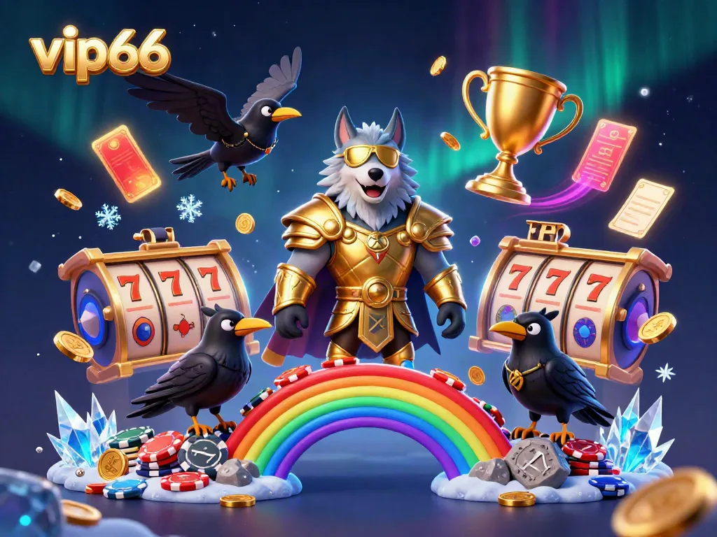 Experience thrilling gameplay at vip66 with a captivating Norse-themed casino scene.