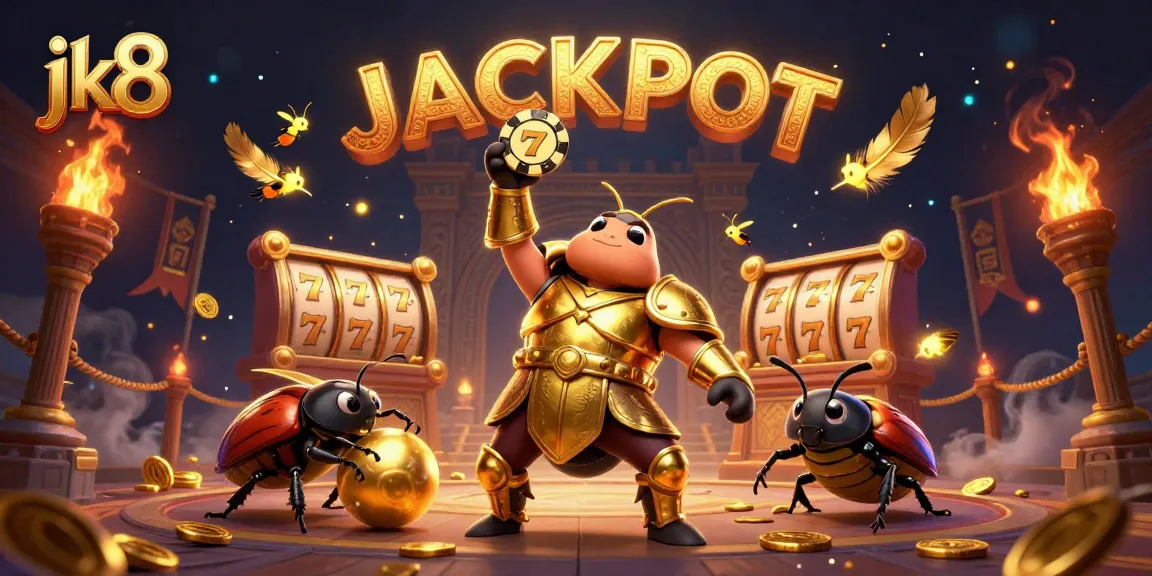 Experience thrilling jackpots at jk8 Casino with dynamic golden elements and characters celebrating victories.