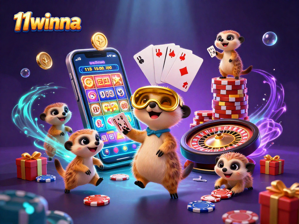 Engage in gaming excitement with 11winna's meerkat gang running a casino operation.