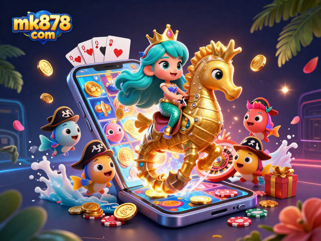 Experience winning moments with mk878 com as the mermaid princess and seahorse discover exciting gaming vibes.