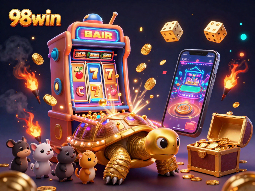 Experience gaming excitement with 98win's vibrant casino scene showcasing thrilling jackpots and dynamic gameplay.