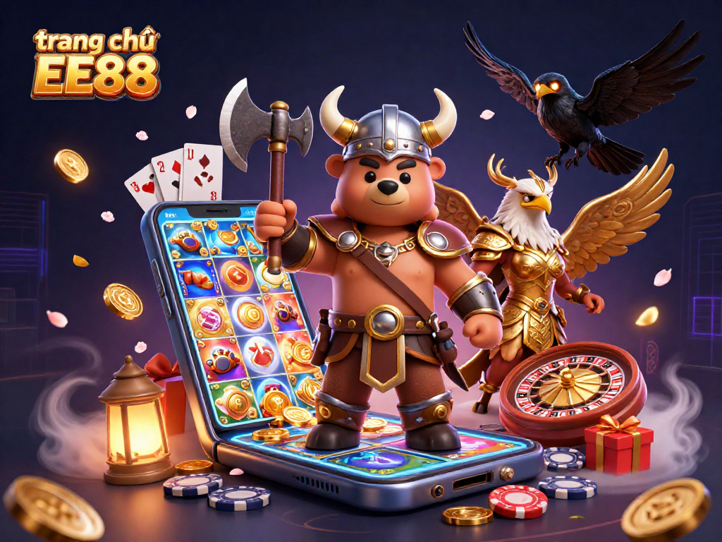 Engage with the vibrant gaming world of trang chủ EE88 featuring an action-packed casino scene.