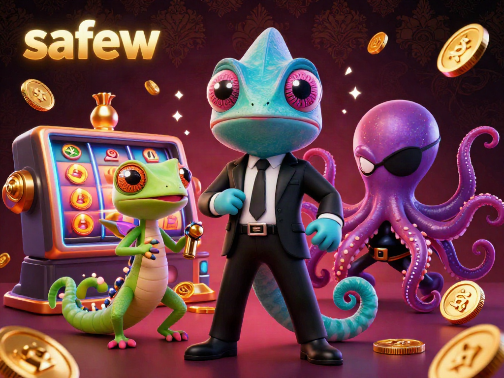 Engage with safew's thrilling casino experience featuring dynamic characters and vibrant slot visuals.