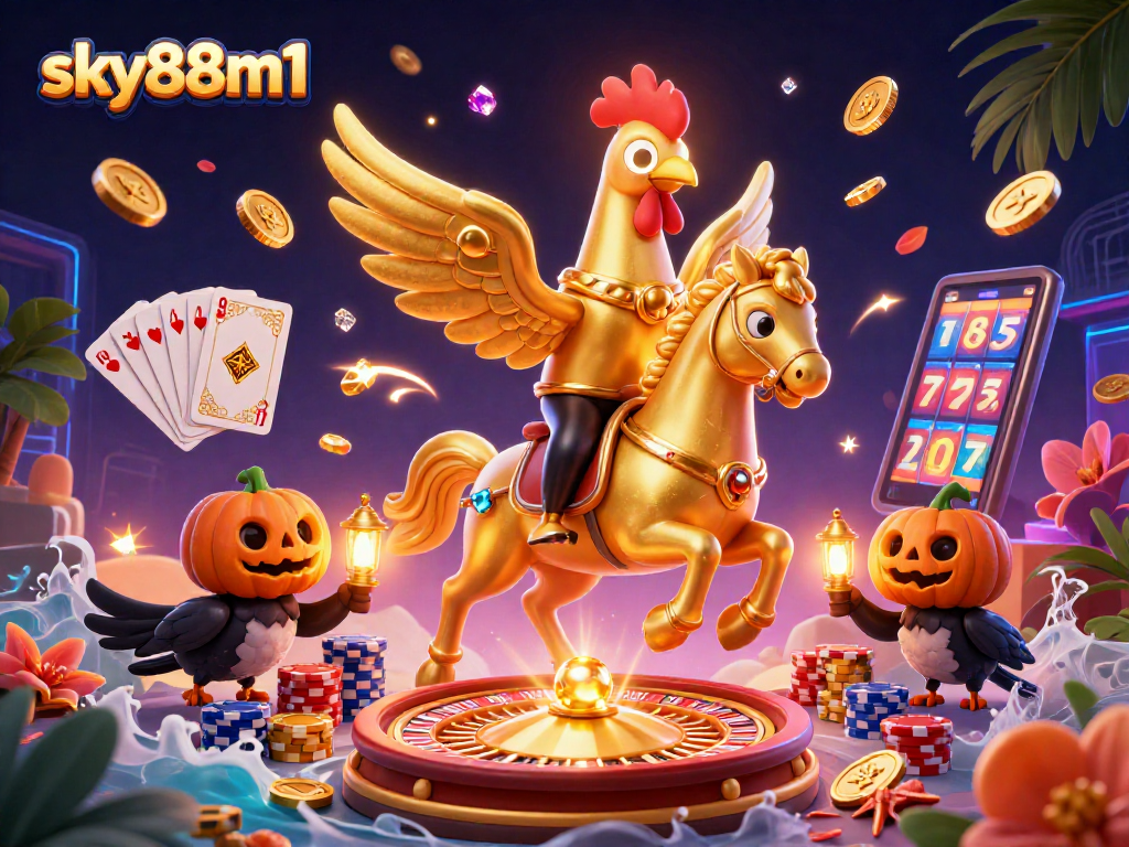 Experience vivid casino excitement with sky88m1 as golden rooster and spectral horse showcase thrilling gaming elements.