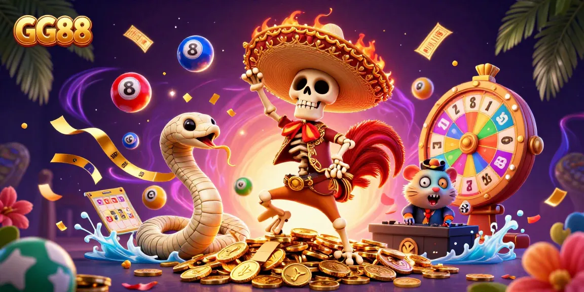 Engage in thrilling casino action with GG88, featuring dynamic characters and vibrant game elements.