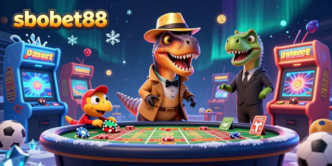 Experience sbobet88's top betting with a velociraptor scheme at a sports table.