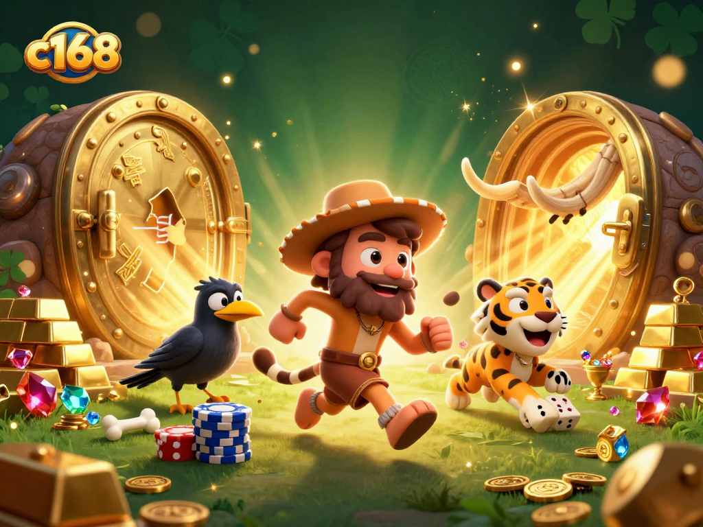 c168 players encountering thrilling casino adventures within a vibrant prehistoric scene